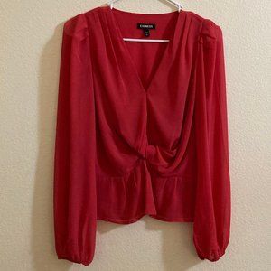 Express Red Top Twist Front Blouse Size S